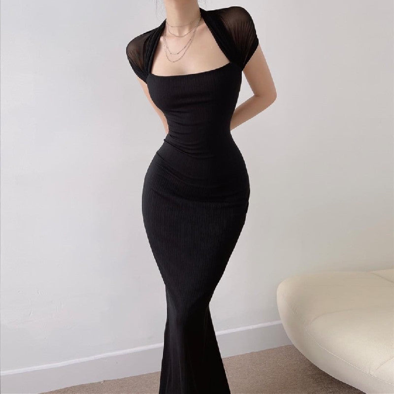 MESH SHOULDER BODYCON