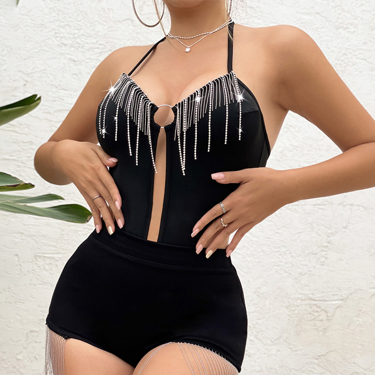 Silver-Fringe Kinetic Bodysuit