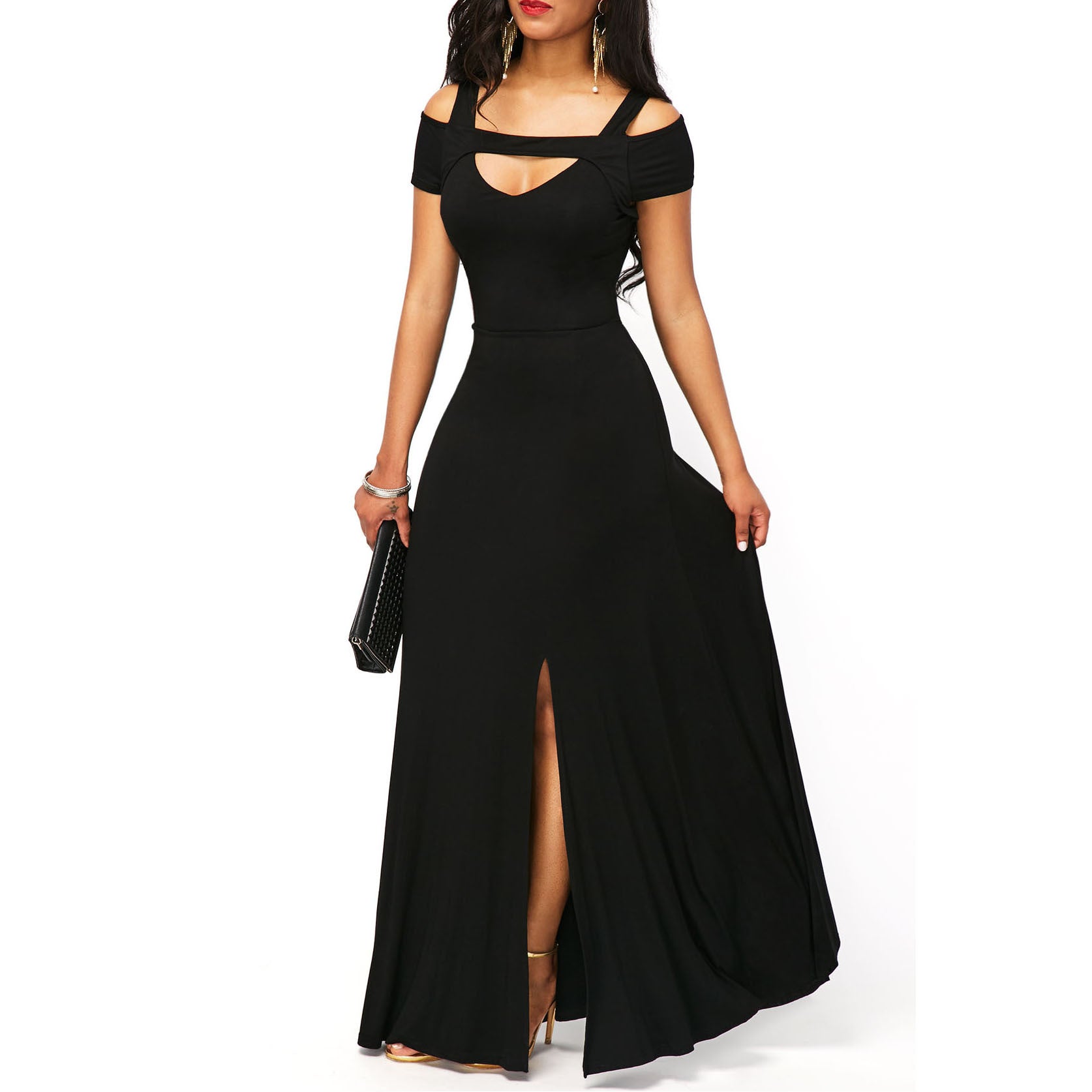 BURGUNDY NEURAL MAXI DRESS