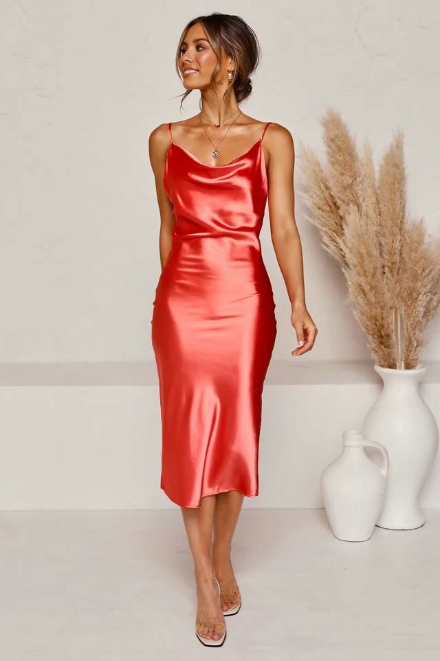 EMERALD GLOSS SLIP DRESS