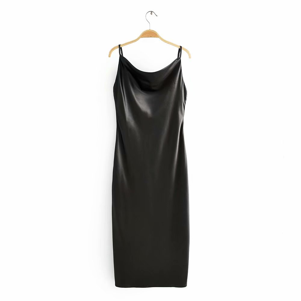 EMERALD GLOSS SLIP DRESS