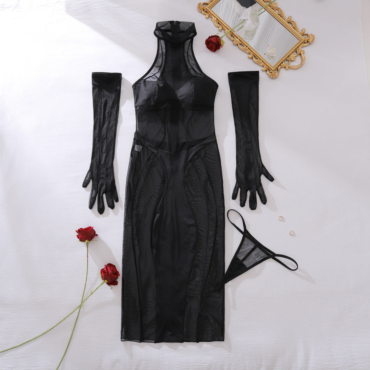 NEURAL MESH MIDI DRESS