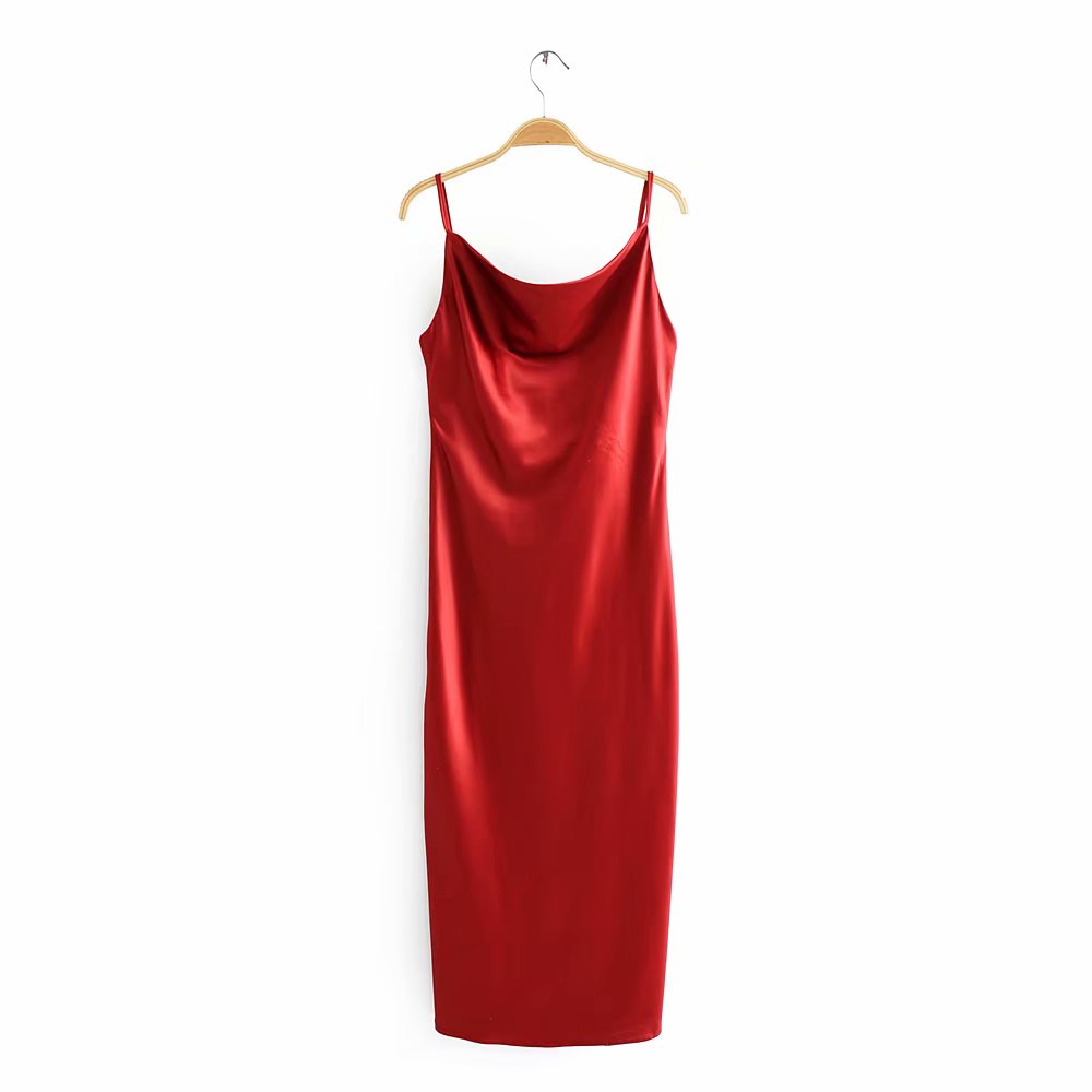 EMERALD GLOSS SLIP DRESS