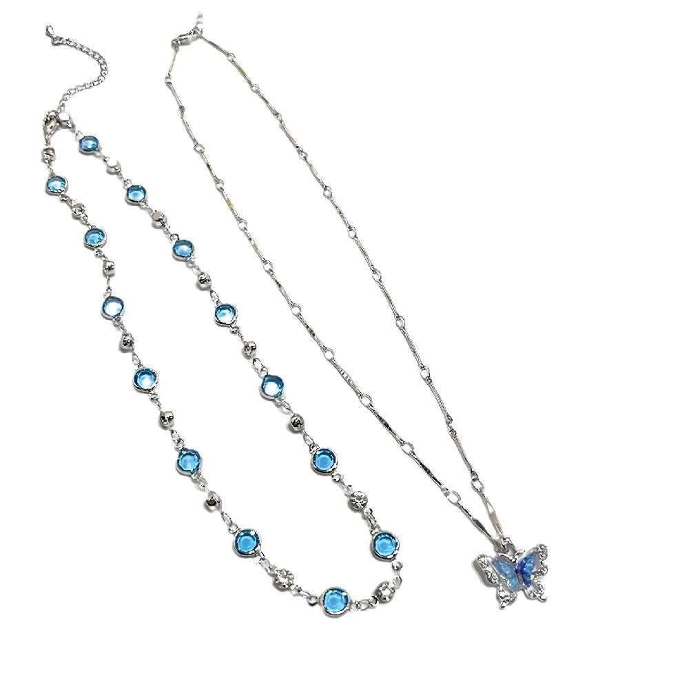 Collar Doble Blue Butterfly