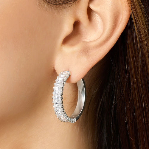 Eternity Baguette Hoops