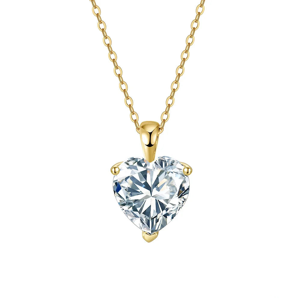 Collar Solitario Corazón Moissanita