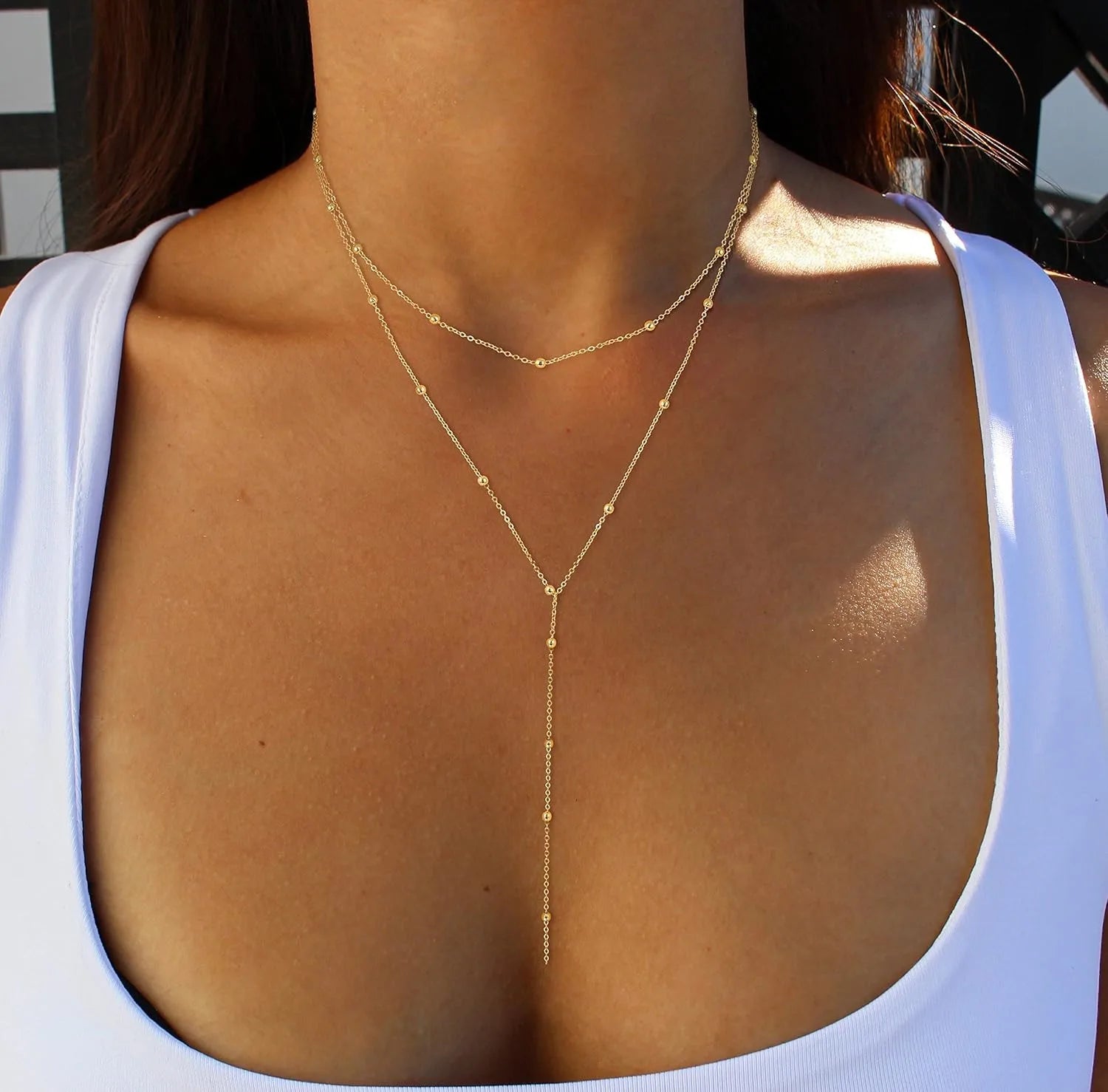 Collar Doble Cascada Lariat