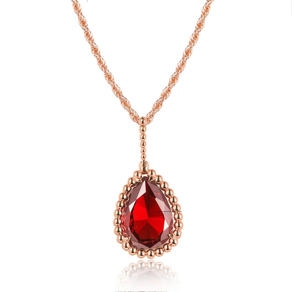 Collar Lágrima Carmesí Oro Rosa